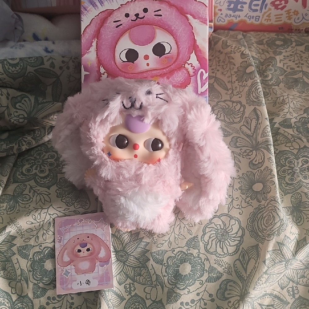 Babyv3 Fluffy Pink Bunny Plush Toy